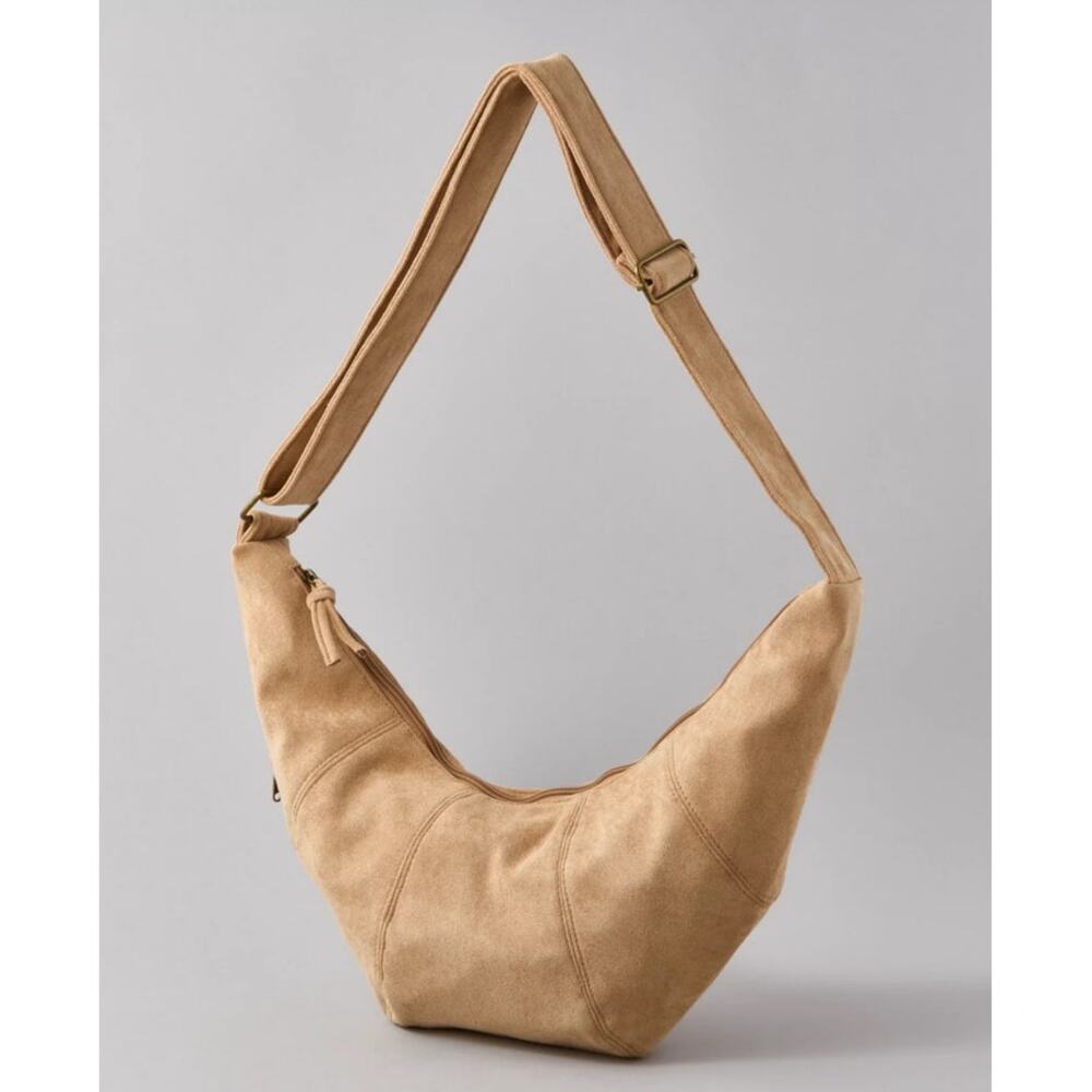 American Eagle Light Brown Suede Crescent Crossbody Bag